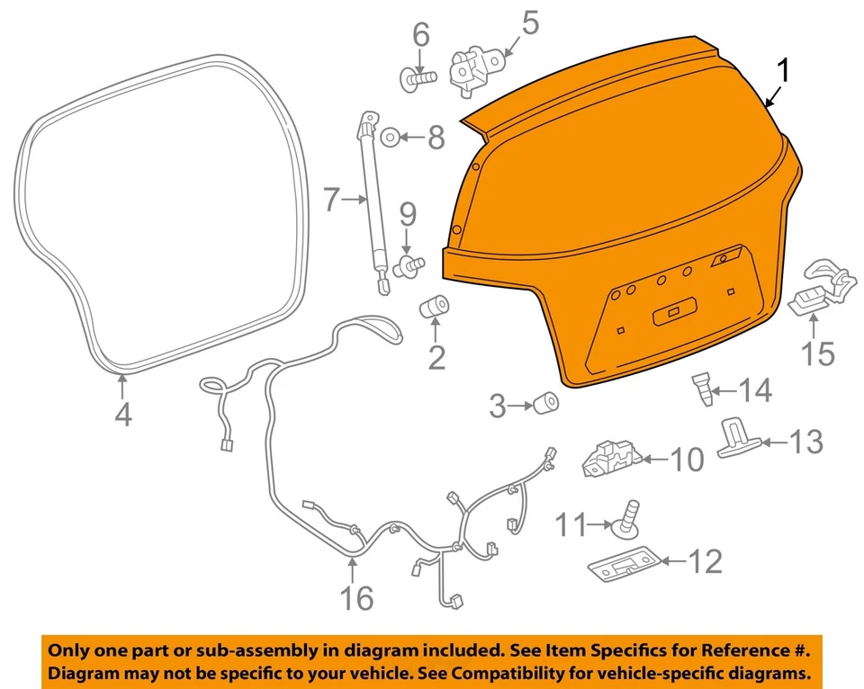 Used Deck Lid fits: 2013 Chevrolet Sonic Htbk LS Grade A Foto 3 de 4