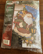Bucilla Felt Stocking Kit 86019 Christmas Joy Santa Lantern Toy Tree Doll 18 New