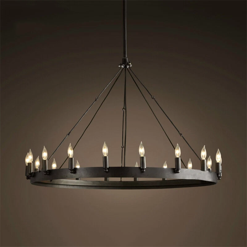 Black iron sale round chandelier