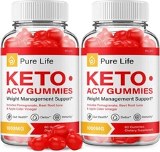 (2 Pack) Pure Life Keto ACV Gummies - Advanced Formula  Pure Life Keto...