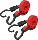Adjustable Flat Bungee Cord Heavy Duty Outdoor with Hooks, Shock Cord Tie Downs,