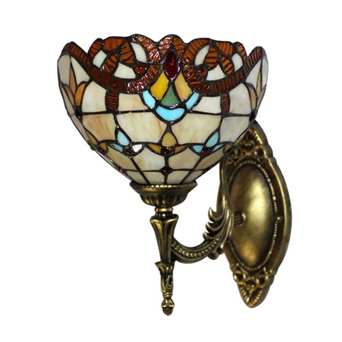 Baroque Vintage Stained Glass Shade Wall Lamp Tiffany Sconce Wall Light Fixture - Picture 4 of 9