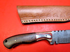 DAMASCUS STEEL SHEATH KNIFE CAMP LEATHER SKINNING HUNTING DEER BOWIE FIXED BLADE — photo 2
