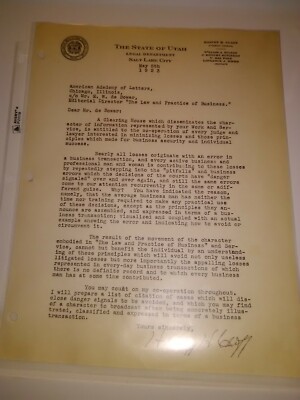 State of Utah Legal Department (May 5th, 1923) Harvey H. Cluff Attorney General