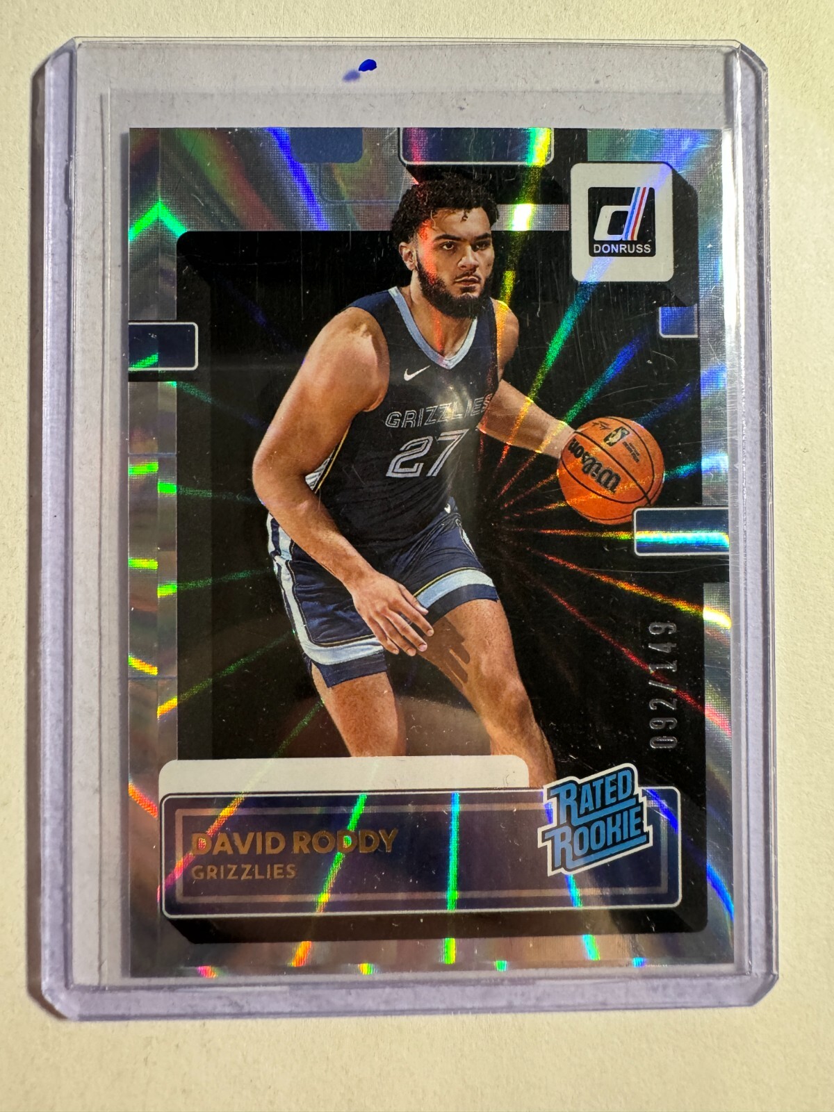 K167,825 - 2022-23 Donruss Holo Laser #223 David Roddy RR #/149