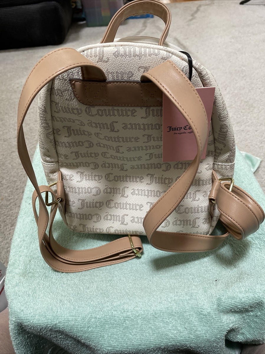 Juicy Couture Billboard Backpack Pecan White Beige New With 