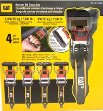 CAT RATCHET TIE DOWN STRAPS SET 4 PC HEAVY DUTY QUICK RELEASE 16' X 1-1/2" NEW