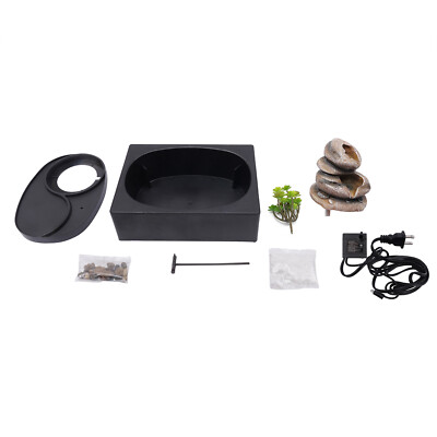 Indoor Water Fountain of Rock Garden Desk Water Fountain with LED Light for Home