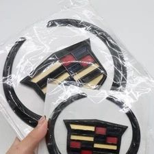 Color&Black Front Grille & Rear Trunk Lid Emblem Badge For Escalade ATS CTS STS