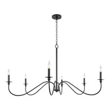 Kira Home Archer 47" 6-Light Large Modern Chandelier + Curved Arms, Adjustable H