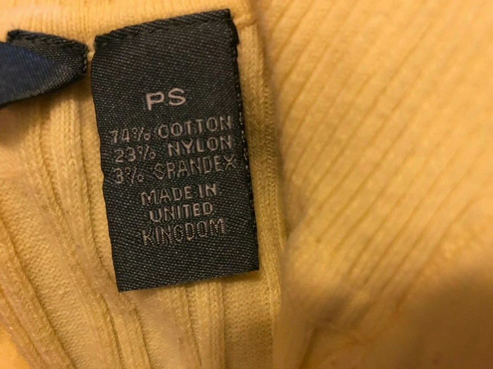 Hillard & Hanson Yellow 3/4 Sleeve Light V Neck Collar Sweater Petite Size Small - Image 4 of 4