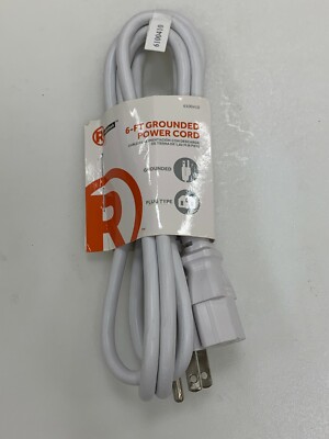 6FT Power Cable Cord NEMA 5-15-P Male to IEC 320 C13 Female 3-Prong 18AWG White