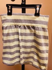 Per Cond Old Navy Girl Size 10/12 Skirt -Stretch Mini Pale Yellow/Gray Stripes