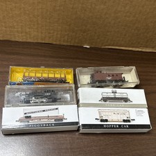 N GAUGE Train Car Lot of 6 Hopper, Boxcar, Caboose, Flatbed Mixed Brands