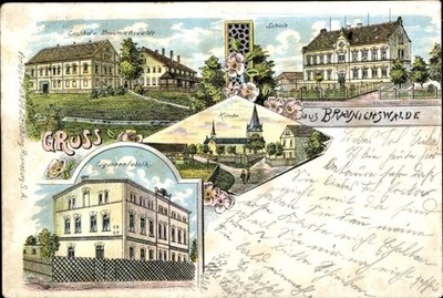 Litho Braunichswalde in Thüringen, Schule, Zigarrenfabrik, Gasthof - 10882712