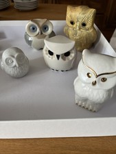 Eulen Sammlung Porzellan oder/und Keramik 7,5 -12,5 cm sehr gut.  5 st&uuml;ck