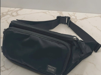 Yoshida Porter Waist Bag Shoulder bag  Sling Cross Body black Used From Japan