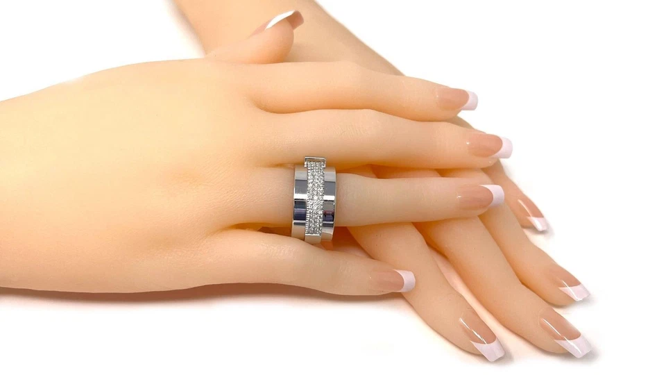 Anillo de banda ancha giratoria Asprey Keria de oro blanco de 18 k y diamantes de 12 mm - tamaño 7,5 Foto 2 de 4