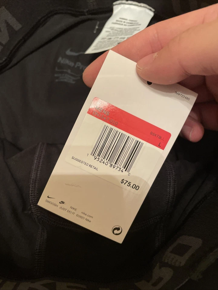 $75 Large Nike Pro NBA Player Issued 3/4 Compression Tights DN1547-010 - Image 4 of 4