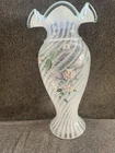 Fenton 1991 Artist Signed Champagne Satin 11" Martha's Rose Pattern Vase