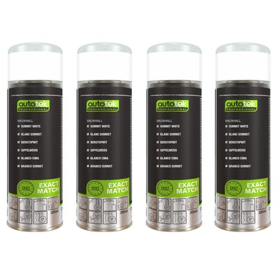 Autotek Vauxhall Summit weiß schnelltrocknender Aerosol-Sprühlack 300 ml x4