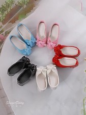 1/4 Leather High Heels Shoes With Bows Low Heels Shoes Fit BJD Doll Shoes