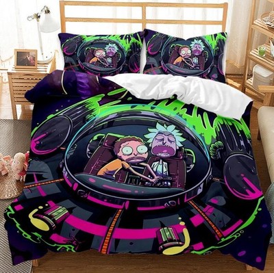 Rick Morty Bettwäsche Set Benutzerdefinierter 10 Bettdeckenbezug Kissenbezüge