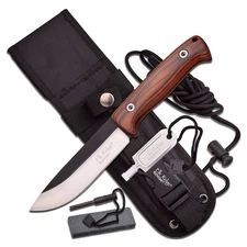 Elk Ridge Bushcraft Survival Hunter Bowie Knife Full Tang Fire Starter ER-555PW 