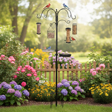 Premium Bird Feeding Station, 22 in. W x 91 in Tall 82 in Above Ground 4 Feeders