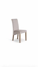 Oak Furnitureland Grey Velvet Dining Chair High Back Wood Legs