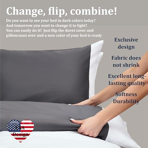 100% Cotton Double Bed Linen 5 Pcs Queen Size Bedding | 4 Pillowcases Satin - Picture 6 of 7