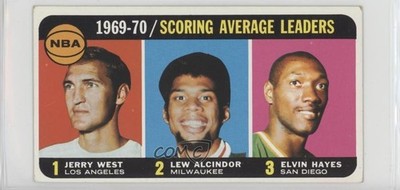 1970 Topps League Leaders Jerry West Kareem Abdul-Jabbar Elvin Hayes #2 HOF 2v5