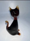 Vtg Murano Art Glass Amber Cat Kitten Figurine Paperweight Italy Sticker 4 1/4”