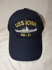 USS IOWA Hat Military Cap BB-61 Patch Logo Blue Navy Snap-back Adjustable — photo 1