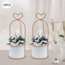 10pcs Modern Metal Geometric Gold Vases Wedding Party Flower Stand Gardens Decor