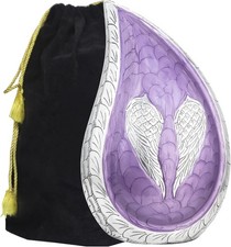 Teardrop Cremation Urn Purple Angel Wings Large 200 cu in