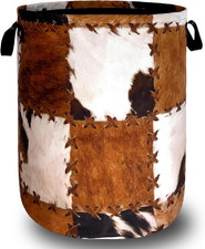 Retro Cows Print Laundry Basket Cow Cowhide Brown Funny Laundry Hamper Foldable