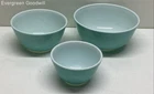 Set of 3 Vintage Pyrex Turquoise Nesting Mixing Bowls