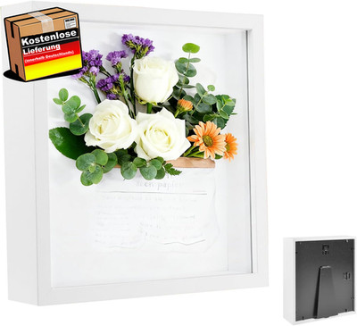 Deko Bilderrahmen 25x25cm 3D shadow box Holz Acryl transparent vertikal/horizont