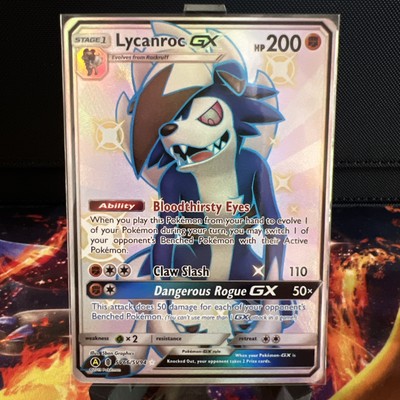 Pokémon TCG Lycanroc GX Hidden Fates Holo Full Art Ultra Rare Card SV66/SV94