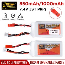 ZOP Power 7.4V Lipo Battery 25C 850mAh JST Plug for TRX4M RC Car Boat Aircraft