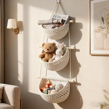 3 Etagen H&auml;ngekorb H&auml;ngend Obstkorb BaumwollH&auml;ngeobstkorb Boho K&uuml;che Dekor Korb