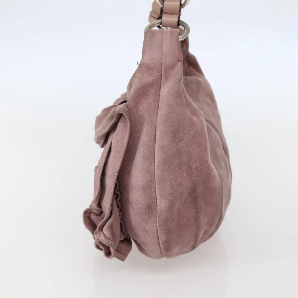 Auténtico bolso de hombro SAINT LAURENT Rive Gauche gamuza rosa plata 143766 Foto 4 de 4