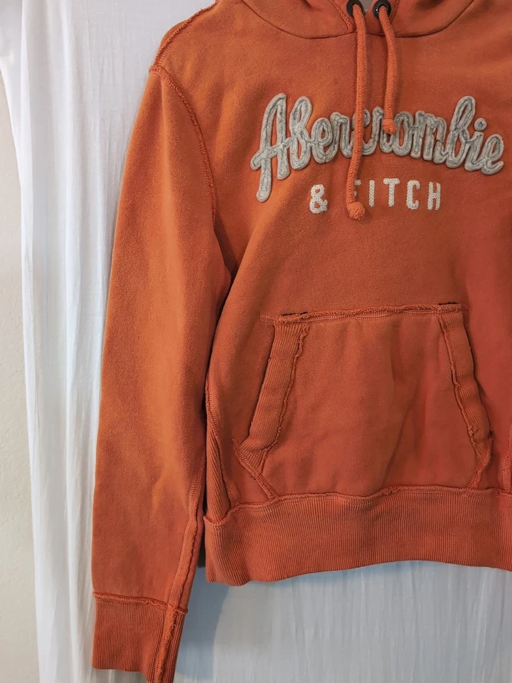 VTG Y2K Mens Ambercrombie & Fitch Hoodie Orange Small Street - Image 3 of 4