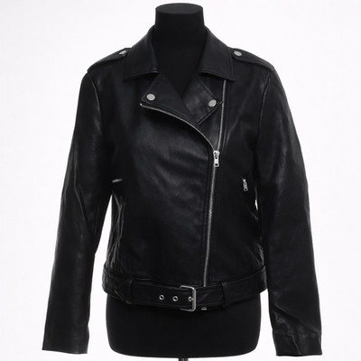 MISSGUIDED Bikerjacke schwarz S/M Lederoptik Top Zustand edgy modern