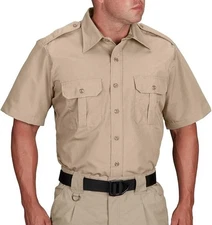PROPPER: Tactical Dress Shirt - KHAKI - Short Sleeve - Men's Size XL  - USED