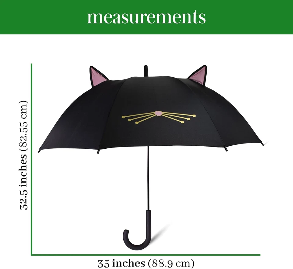 Nuevo - Kate Spade New York Gato Negro, Paraguas de Viaje Grande Ligero Foto 3 de 4