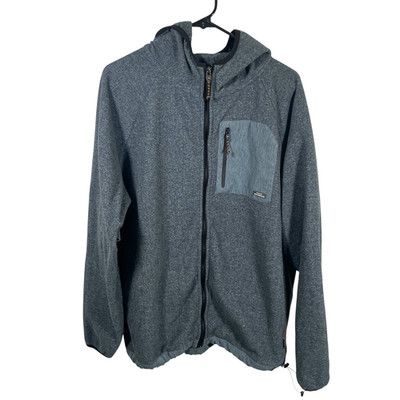 Quiksilver Waterman Bigger Boat Fleece Hoodie Mens XL Full Zip Gray Blue Flaw
