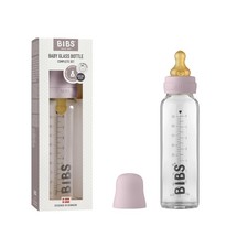 BIBS Baby Glass Bottle. Anti-Colic. Round Natural Rubber Latex Nipple. Suppor...