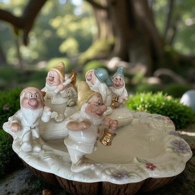 激　激レア！　LENOX GASTON Lenox Disney Heigh - Ho Candy Dish Fine China Seven 7 Dwarfs in
